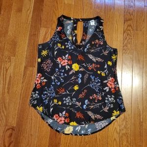 Floral black dressy tank top